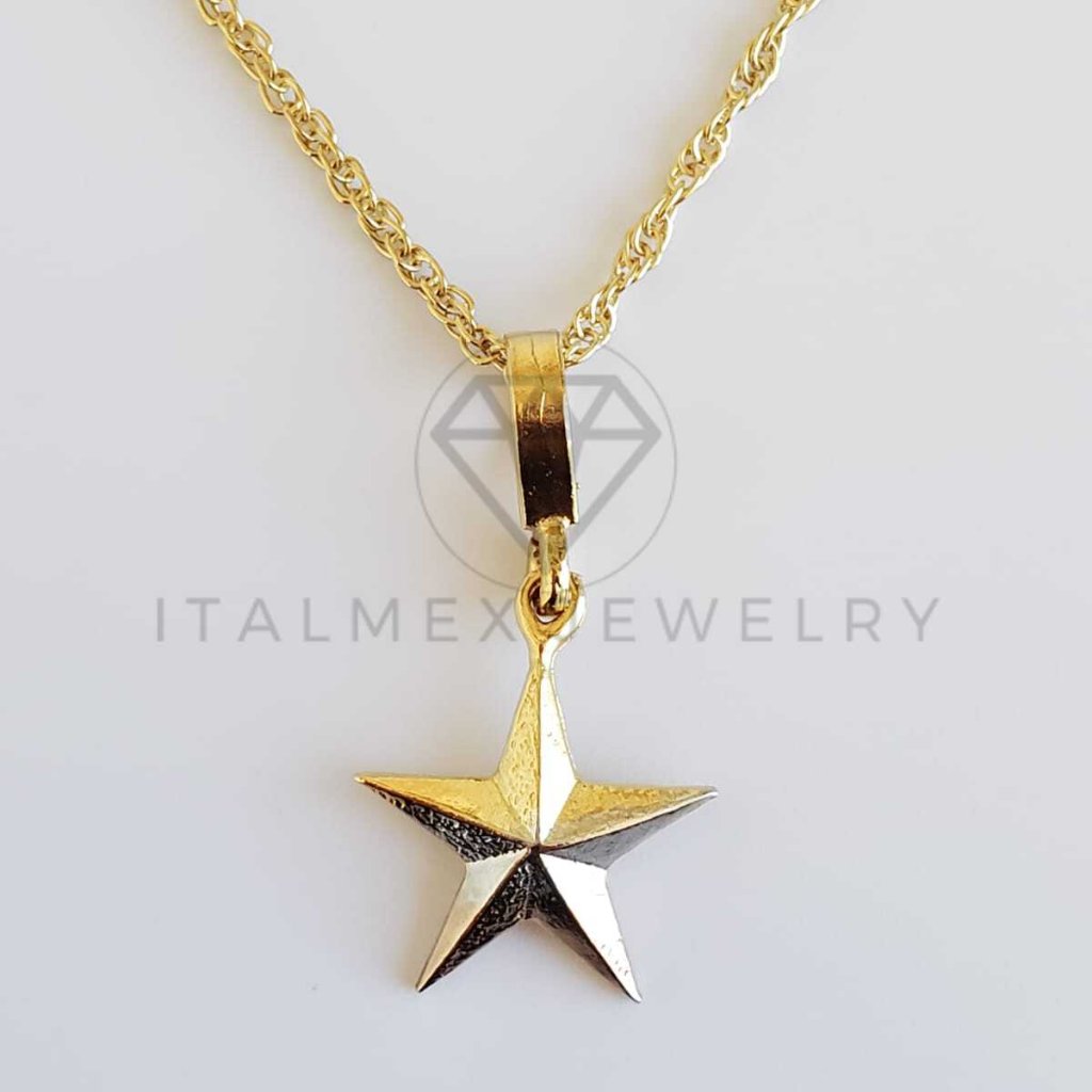18k Gold Plated Lone Star Pendant & 22